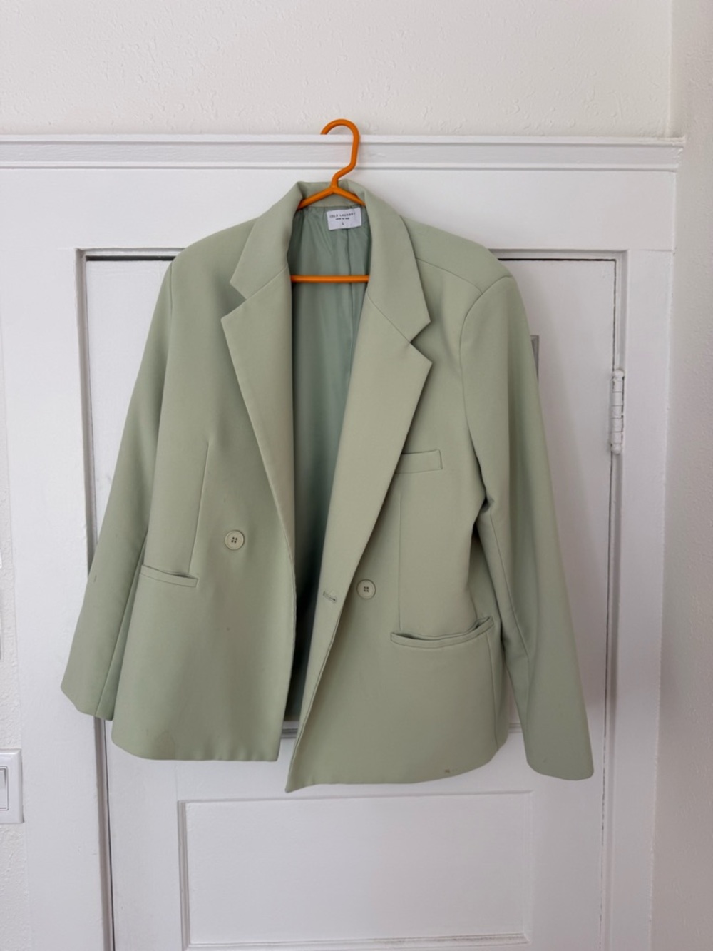 Men's Sage Green Double-Breasted Suit Blazer